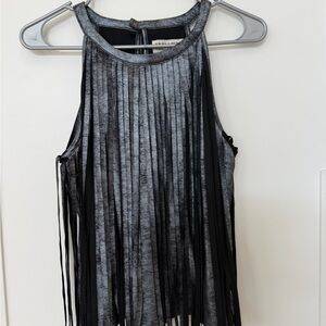 Idyllwind Shimmer Charcoal Fringe Top